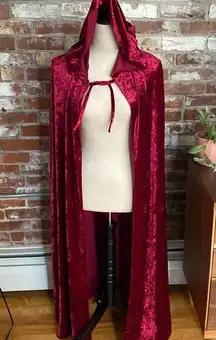 Halloween Red Pink Velvet Hooded Tie Neck Cape Adult