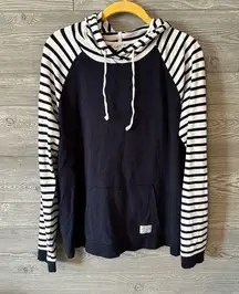 Orvis Long Sleeve Hoodie Jersey Knit Navy Striped Women’s M