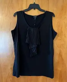 Talbots  Sleeveless Top Black Flowy Detail Accent On Front Shirt NWT Size 1X