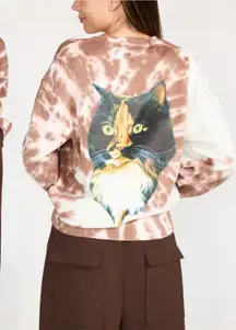 JW Anderson Organic Cotton Tie Dye Cat Print Sweatshirt Brown XS NWT