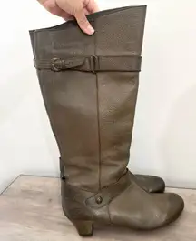 Born grey leather tall boots heeled size 10 fall transitional winter