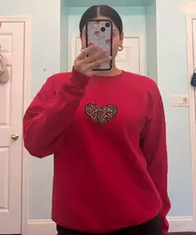 Red cheetah print crewneck