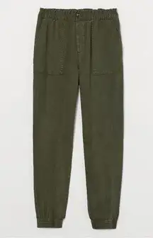 H&M Women’s Twill Joggers Pants High Waisted in Green Size 6