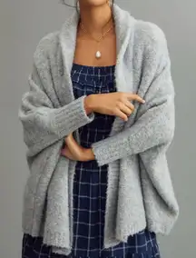 By Anthropologie light blue, grey & white wool cardigan sweater