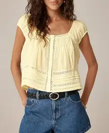 J.Crew Cap-sleeve lace-trim top in cotton voile