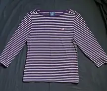 Polo Jeans Co Ralph Lauren Purple & White Striped Casual Top  Size Medium