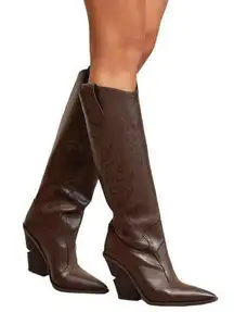 Mistress Rocks House Of CB Cocoa Brown Faux Leather Cowboy Boots