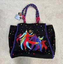 NWT Laurel Burch Rainbow Dancing Spirits Zip Shoulder Tote