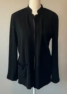 Ming Wang Mandarin Collar Cardigan Black Size Small