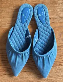 H&M Denim Blue Quilted Mules