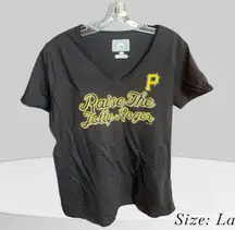 Majestic Pittsburgh Pirates Women T-shirt Black Raise The Jolly Roger Size L
