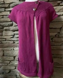 Roxy Cap Sleeve Knot Two Button Cardigan