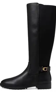 Women's Faith Knee High Lug Sole Black Riding Boots Sz 9