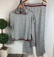 Tommy Hilfiger Striped Pants & Long Sleeve Hoody Top Set L