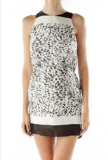 Halston heritage black and white silk mini dress