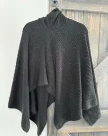 APT. 9 Pancho Sweater Handkerchief Hem High Neckline Hooded Knitted Gray