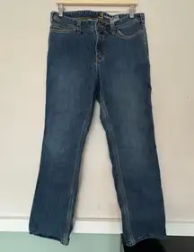 Women's Carhartt Jeans Relaxed Fit Blue Denim Size 12 flannel lined