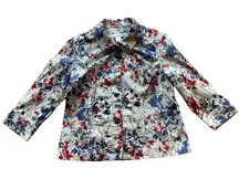 Christopher & banks multicolored button front lightweight shirt jacket sz medium