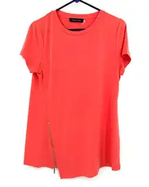 Ivanka Trump size medium short sleeve blouse top shirt coral‎ color zip detail