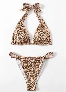cheetah halter bikini set