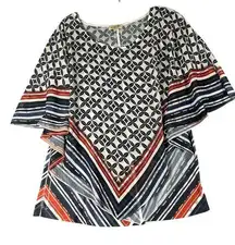 One World Womens L Red White Blue 2 Piece Top Milea Tank Top and Blouse