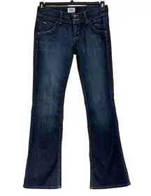 Hudson SZ 26 Bootcut Jeans Low-Rise Button-Flap Pockets Dark Wash Blue Elm