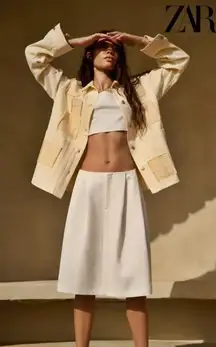 Zara Overshirt Jacket w/ Embroidered Patches Bloggers Favorite NWT