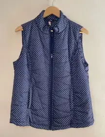 RED CAMEL Blue and White Polka Dot Quilted Vest, XL