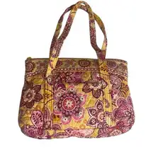 Vera Bradley Bali Gold Pink Libby Floral Small Tote Shoulder Bag Quilted Casual