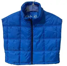 CALVIN KLEIN PERFORMANCE Women's Sz M Cropped Mock-Neck Zip-Up Puffer Vest Blue