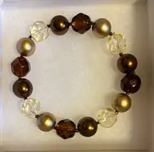 Elegant Brown and Gold Beaded Bracelet