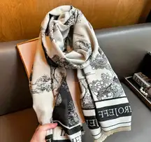 Chain Black And White Reversible Scarf For Women 