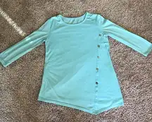 Baby Blue Quarter Sleeve Top with Buttons