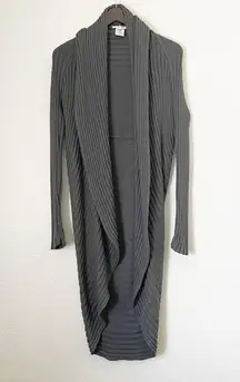 LA MADE Gray Open Waterfall Ribbed Cardigan Wrap XS