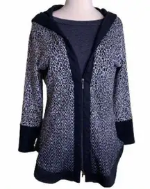 Michael Taylor leopard print fitted zip-up hoodie jacket