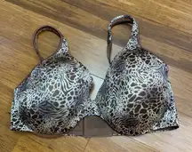 Bali 3472 Smooth Comfort Underwire T-Shirt Bra Animal Print Lace Trim Size 36DD