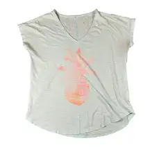 Lilly Pulitzer Burnout Tee Womens XS Blue V-Neck Short Sleeve Pima Cotton *Flaws