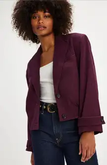 Free People Agnes Cropped Jacket Red Combo Plaid Blazer NWT Size M