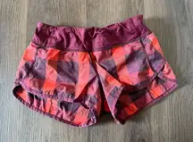 Lululemon Speed Up‎ Shorts Women's Plaid Red Purple Athletic Running Gym S