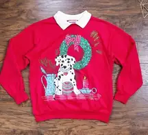 vintage • 80s Christmas sweatshirt Dalmatian puppy sweater collared ugly Grandma