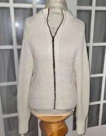 Anthropologie Pilcro Womens Creme Dolman Sleeve Full Zip Cardigan Sweater Medium