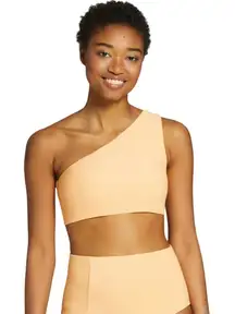 Calia Ribbed One Shoulder Bikini Top Orange Large