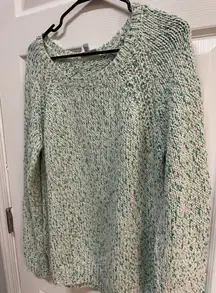 St John's Bay Green Striped Chunky‎ Knit Wool Blend Jumper Sweater- Size XL
