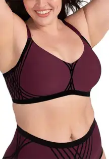 Honeylove Silhouette Bra Wireless velvetine flocking Fig Size 3X 44DD