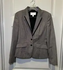 BOSS Hugo Boss Grey/Black Julieta 2-Button Wool Blazer Jacket size 6