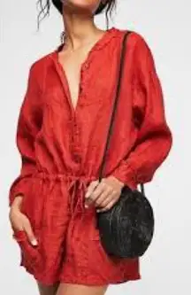 Free People| Rust Linen Romper