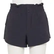 FLX High-Waisted Paperbag-Waist Shorts plum sherry gray size large