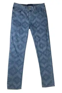 Rock & Republic size 12 large skinny Aztec western Blue Patterned Jeans denim