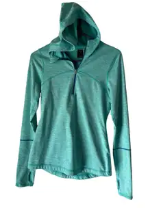 Zella‎ XS Aqua Blue Active Hoodie Pullover 1/2 Zip Long Sleeve Thumbholes