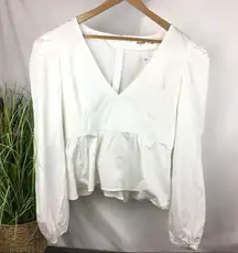 Missguided White Puff Sleeve Waist Length Top 14 NEW